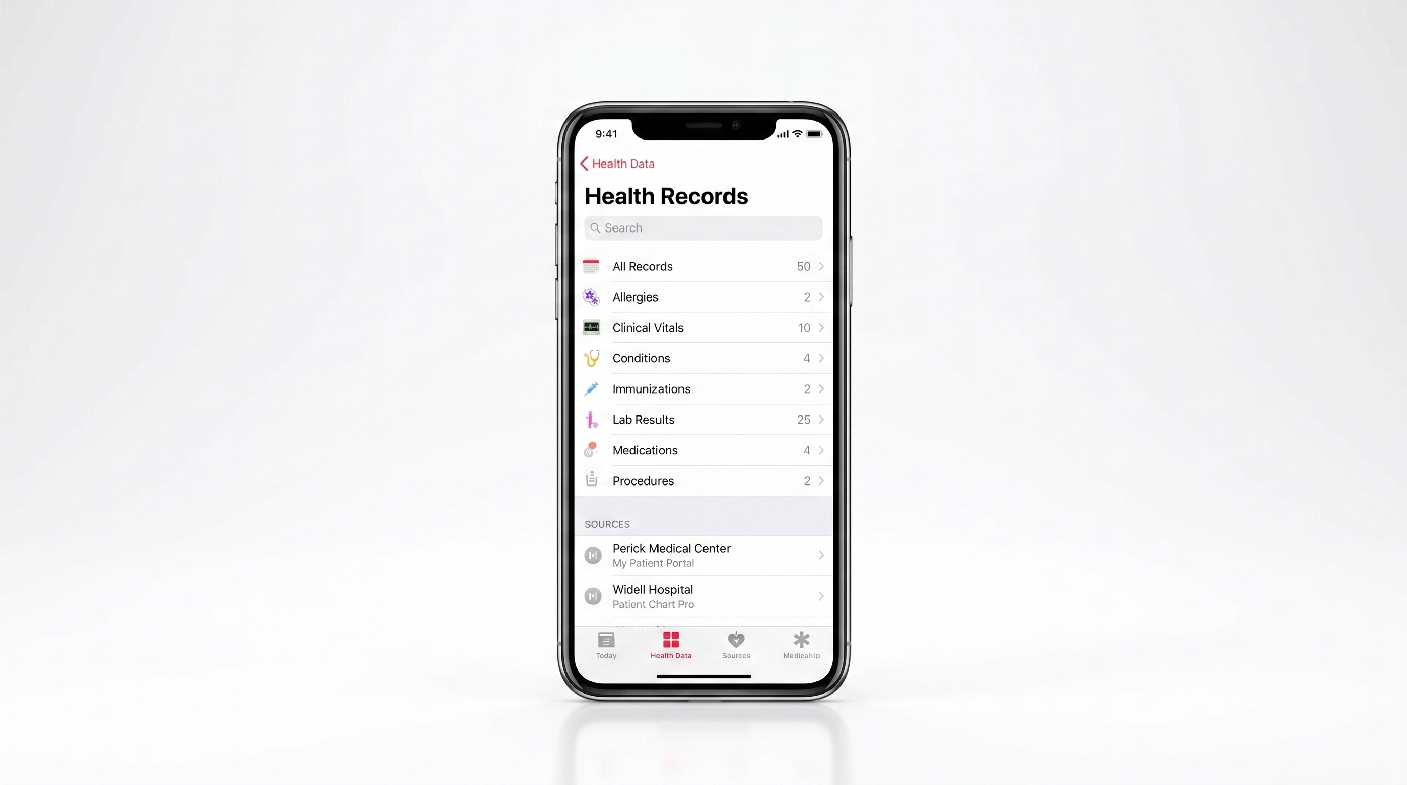 Healthcare app interface